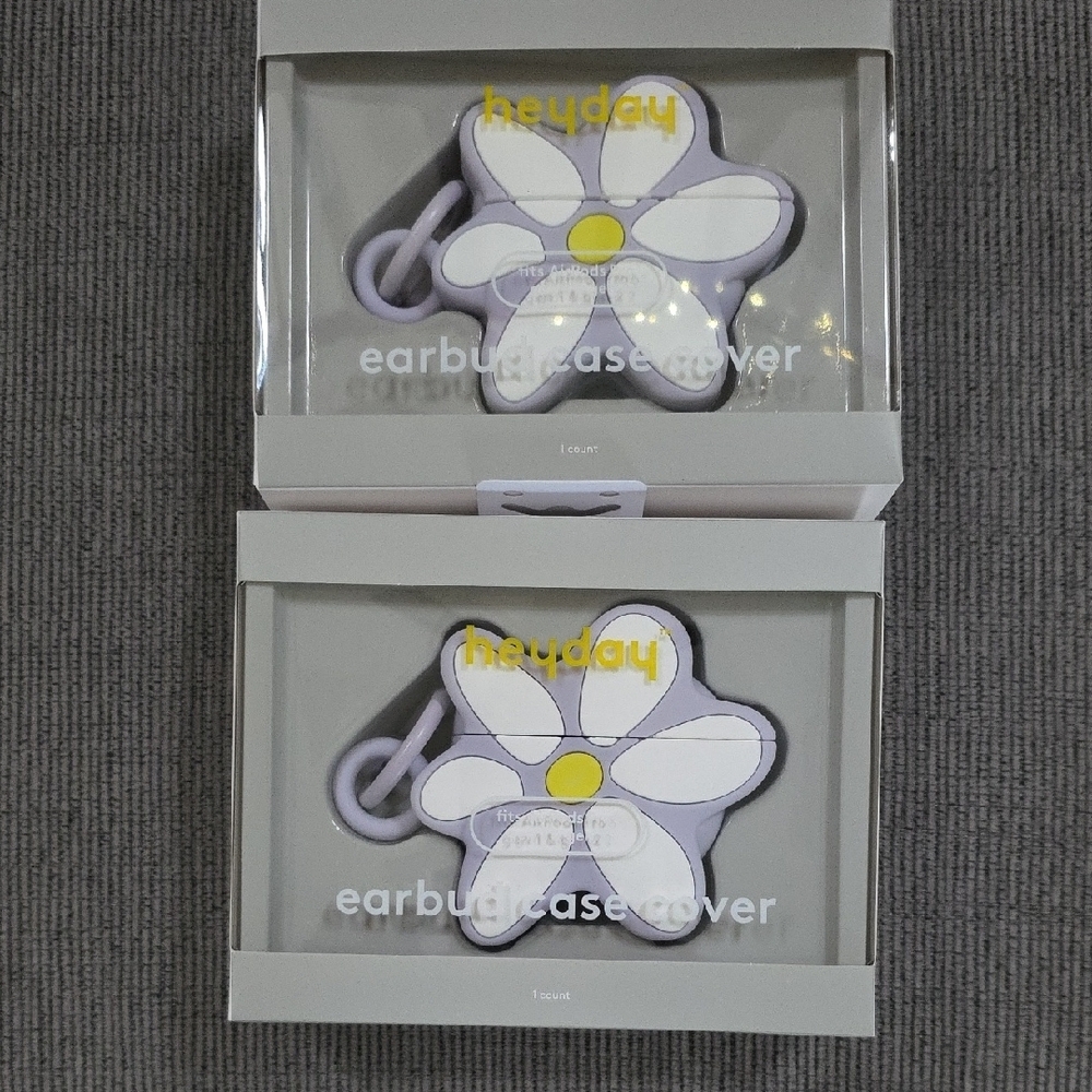 Heyday Floral Earbud Case Cover with White and Yellow Daisy - 2 Pack - Picture 4 of 6